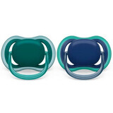 Suzete Ultra Air Philips Avent, 6-18 luni, 2 bucati, Verde si Albastru, SCF085/31, Philips