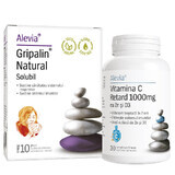 Gripalin Natural Soluble 10 Beutel + Vitamin C 1000 mg Delayed mit Zn und D3 30 Tabletten, Alevia