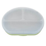 Assiette compartimentée en silicone avec ventouse et couvercle, 6 mois+, Raw Green, Appekids