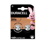 Runde Lithium-Batterien 3V 2016, 2 Stück, Duracell