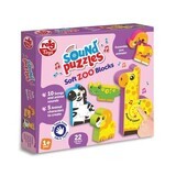 Puzzle Blocks with sounds, +1 year, Zoo animals, Reig