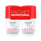 Vichy Stress-Resist 72h Intensives Antitranspirant Roll-On Deodorant, 50 ml + 50 ml