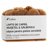 Săpun natural pentru pielea sensibilă cu lapte de capră, mușețel și galbenele, 130 g, Sabio