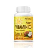 Super Vitamin D3 mit Kokosnussöl 2000IU, 120 Kapseln, Zenyth