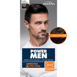 Joanna Power Men Color Cream 3in1 Haarfarbe für Bart und Schnurrbart 02 Dunkelbraun, 30g