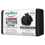 Equilibra Carbone Attivo, jabón limpiador, 100% vegetal, con carbón activo, 100 g