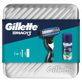 Gillette Mach 3 Set, Rasiermesser, 1 Stück + Rasiergel, 75 ml