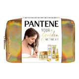 Pantene Intensive Repair Kit, Shampoo, 400 ml + Pflegespülung, 200 ml + Schutzöl, 100 ml + Haarampullen, 3 x 15 ml + Schminktasche