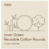 Inner Green wiederverwendbare Textil-Reinigungspads und Aufbewahrungsbeutel, 10 Stück, Purito