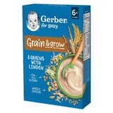 Gerber Grain &amp; Grow Porridge 8 Getreideflocken mit Limette, milchfrei, ohne Zuckerzusatz, ab 6 Monaten, 200 g