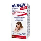 Ibufen für Kinder Forte Erdbeergeschmack 200 mg/ 5 ml, Suspension zum Einnehmen ab 3 Monaten, 100 ml