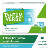 Tantum Verde 3 mg, Eukalyptus-Geschmack, 30 harte Lutschtabletten