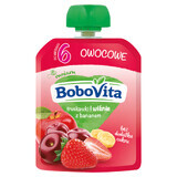 BoboVita Mousse in der Tube, Erdbeeren und Kirschen mit Banane, nach 6 Monaten, 80 g