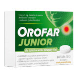 Orofar Junior 1 mg + 1 mg, für Kinder ab 6 Jahren, Orangengeschmack, 24 Lutschtabletten