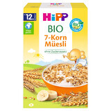 HiPP Musli 7 cereale Bio, banane, fără zahăr adăugat, de la 12 luni, 200 g