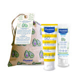 Mustela Sun set, Baby on the go - normal skin, sunscreen milk, SPF 50+, 40 ml + Hydra Bebe, face cream, 40 ml