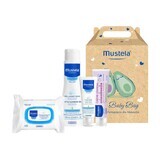 Set Mustela Bebe Enfant My Baby Bag, gel de spălat, 200 ml + cremă de față, 40 ml + cremă de schimbat, 50 ml + șervețele umede, 25 bucăți