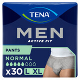 Tena Men Active Fit Pants, saugfähige Slips für Männer, Größe L/XL, 95-130 cm, Normal, 30 Stück