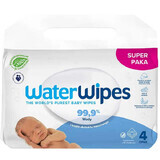 WaterWipes Bio, Feuchttücher, Wasser, ab Geburt, 4 x 60 Stück