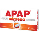 Apap Migräne 250 mg + 250 mg + 65 mg, 10 Filmtabletten