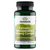 Swanson Kurkuma, Ashwagandha &amp; Ginseng Complex, Kurkuma, Ashwagandha und Ingwer, 60 Kapseln