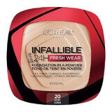 Polvere per il viso, Loreal, Infallible 24H Fresh Wear, Fondotinta in Polvere, 20 Avorio, 9 g