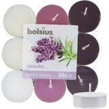 Bolsius Tea 18pcs Lavender tricolour, bougies parfumées 1×18 pcs, bougies parfumées