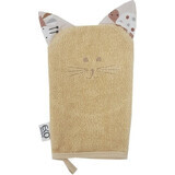 EKO Baumwollserviette mit Ohren Katze Beige 20x15 cm 1×1 St., Babyserviette