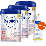 Bebilon Profutura Profutura DuoBiotik 5er Set, nährende Milchnahrung für Vorschulkinder, 3 x 800 g + Mustela Bebe Enfant, nährendes Waschgel, 300 ml gratis