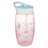 Canpol Babies, fles met opvouwbare mond, eenhoorns, roze, 56/618, vanaf 4 jaar, 400 ml