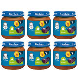 Gerber Dessert-Set, Pflaumen, nach 4 Monaten, 6 x 125 g UMHÜLLTE VERPACKUNGEN