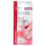 Eveline Cosmetics Nail Therapy 6in1, konzentrierter Balsam zur Verbesserung der Nagelfarbe, Rose, 5 ml