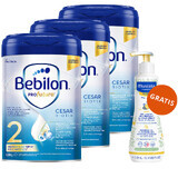 Set Bebilon Profutura Profutura CesarBiotik 2, Folgemilch, nach 6 Monaten, 3 x 800 g + Mustela Bebe Enfant, nährendes Waschgel, 300 ml gratis