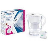 Brita Marella, Kanne mit Filter 2,4 Liter, weiß + Maxtra Pro Pure Performance Pure Performance Filter, 3 Stück