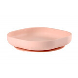 Beaba Piatto in silicone con ventosa rosa