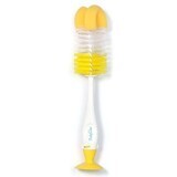 BabyOno 2in1 Scovolino per biberon e ciuccio con ventosa - giallo