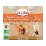 Piure Bio de legume si paste in stil Bolognaise, +6 luni, 2X200gr, Babybio