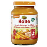 Piure Eco din morcovi, cartofi si carne de vita, +4 luni, 190 g, Holle Baby Food