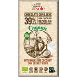 Ciocolata cu lapte si cocos BIO si Fairtrade 39% cacao, 100g, Pronat