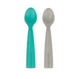 Set 2 lingurite din silicon, Aqua Green / Powder Grey, Minikoioi