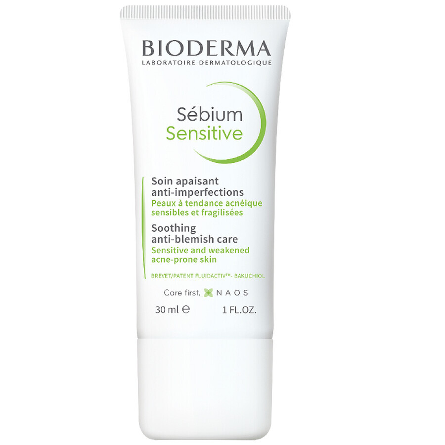 Bioderma Sebium Sensitive Beruhigendes und feuchtigkeitsspendendes Fluid für Akne-Haut, 30 ml
