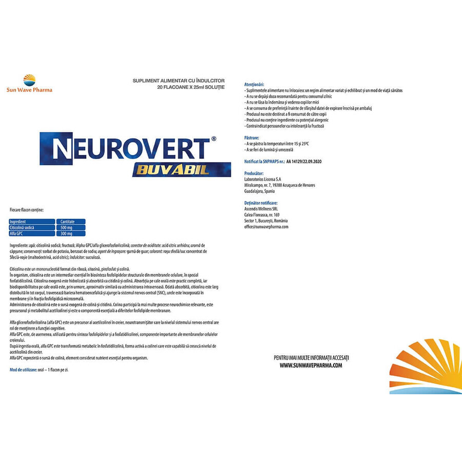 Neurovert, 20 Fläschchen, Sun Wave Pharma