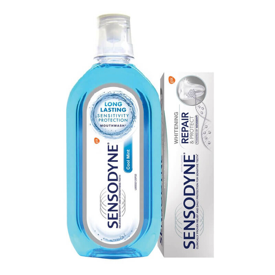 Sensodyne Repair & Protect Whitening Zahnpasta Packung, 75 ml + Sensodyne Sensitivity Protection Mundspülung, 500 ml, Gsk