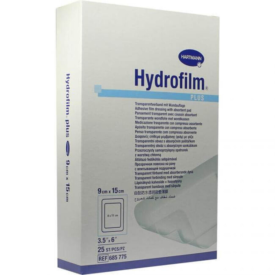 Hydrofilm Plus transparente Wundauflage, 9x15 cm (685775), 25 Stück, Hartmann