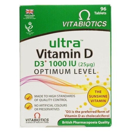 Ultra Vitamin D3 1000IU Optimum Level, 96 Tabletten, Vitabiotics