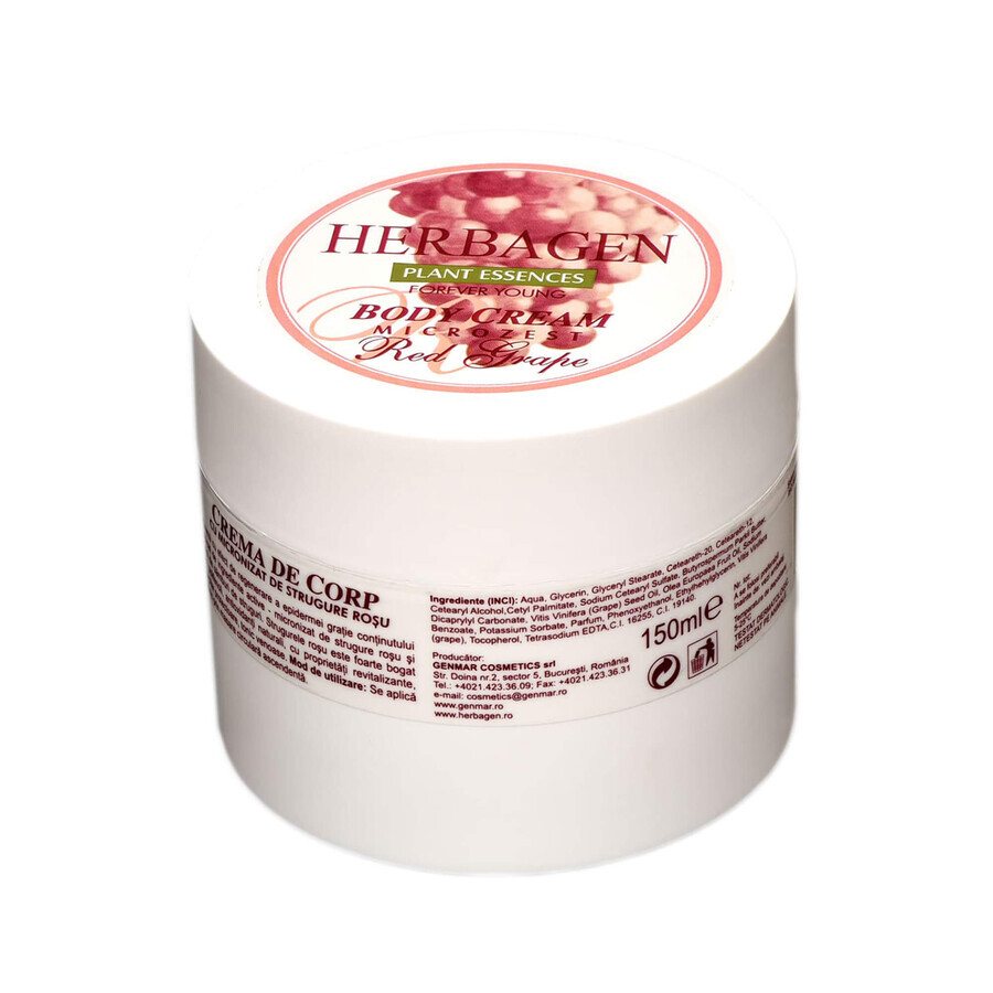 Crema de corp cu micronizat de strugure rosu, 150 ml, Herbagen