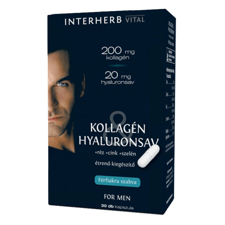 Colagen și acid hialuronic pentru bărbați, 30 capsule, Interherb