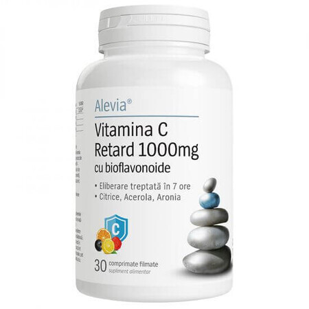 Vitamin C Retard mit Bioflavonoiden, 1000 mg, 30 Kapseln, Alevia