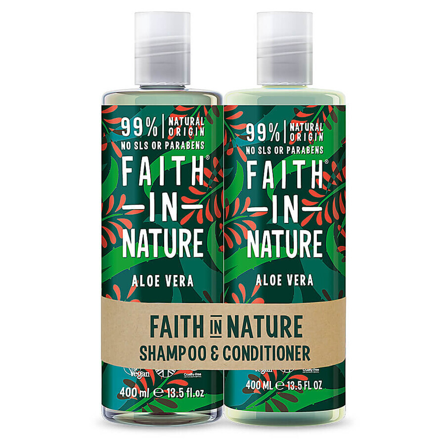 Set Sampon & Balsam cu Aloe Vera, Faith in Nature, 2 x 400 ml