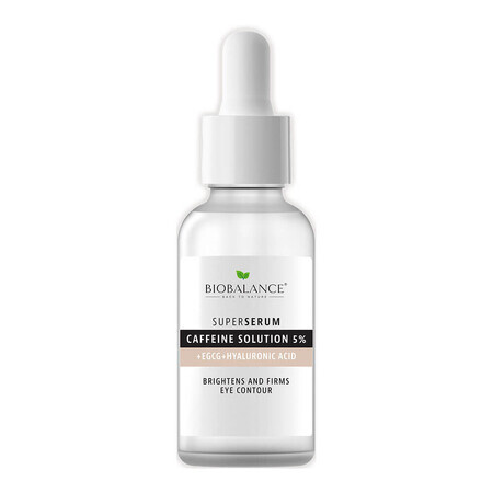 Super Serum Contur Ochi cu Cafeina 5% + EGCG + Acid Hialuronic, Impotriva Cearcanelor si Ridurilor, Bio Balance, 30 ml